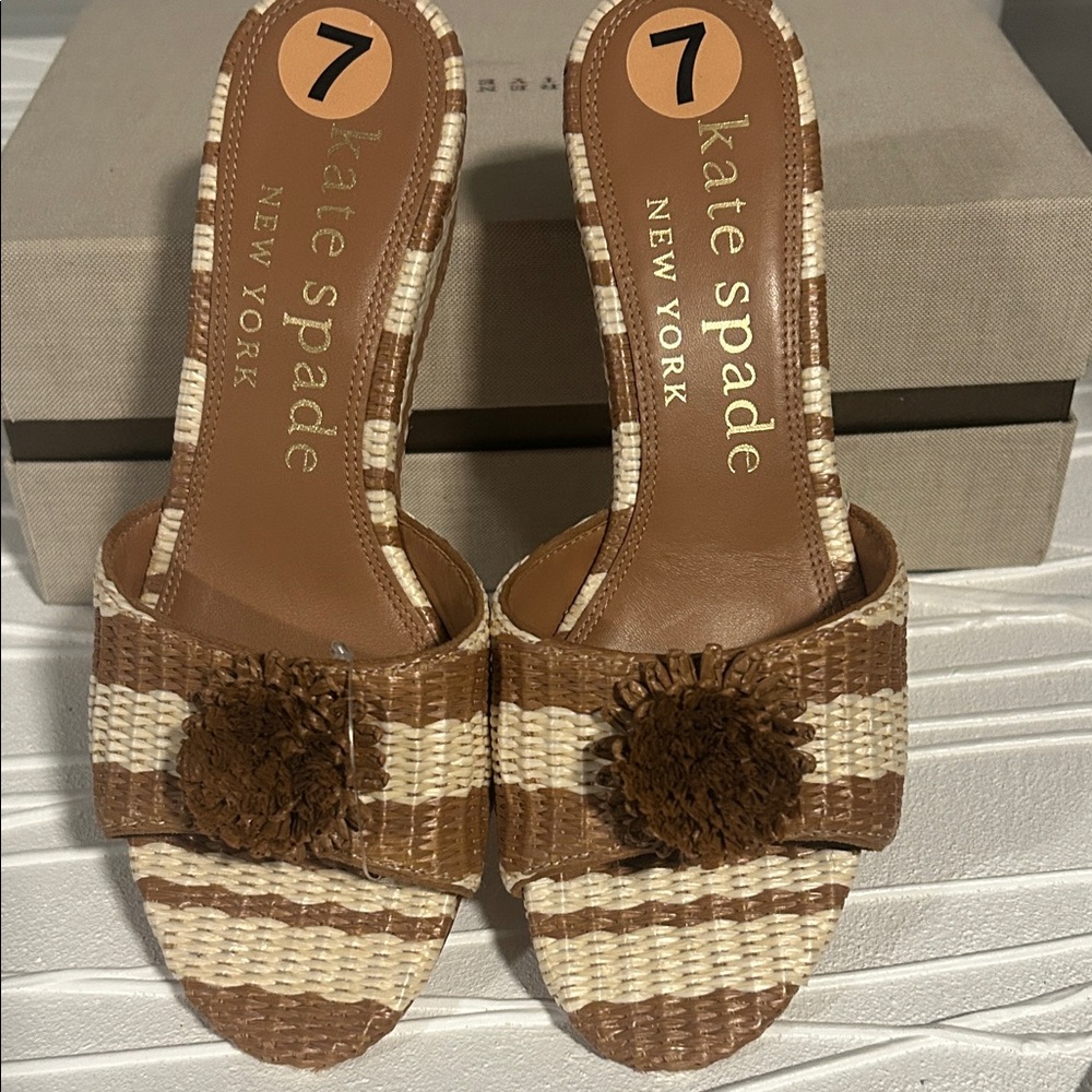 Kate Spade Tan and Cream Women's New York Seville Sandal.
